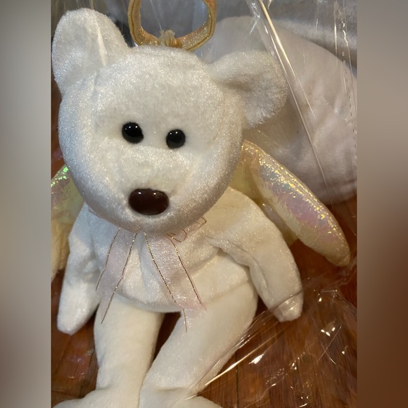 RARE HALO TY BEANIE BABY WITH BROWN NOSE BLACK EYES 1998 - Picture 5 of 8